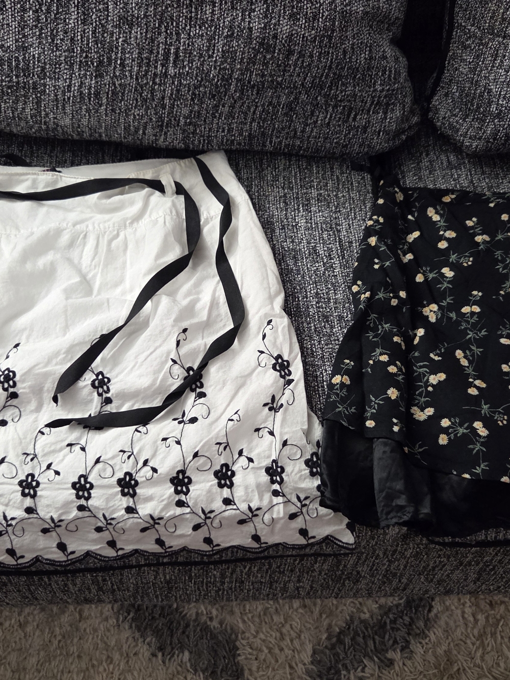 2 Wrapper A- Line Skirts, one beautifully embroidered, one w/ beautiful flowers
